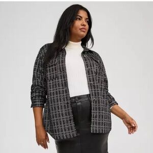 Torrid Size 00 Women's Black Plaid Jacket